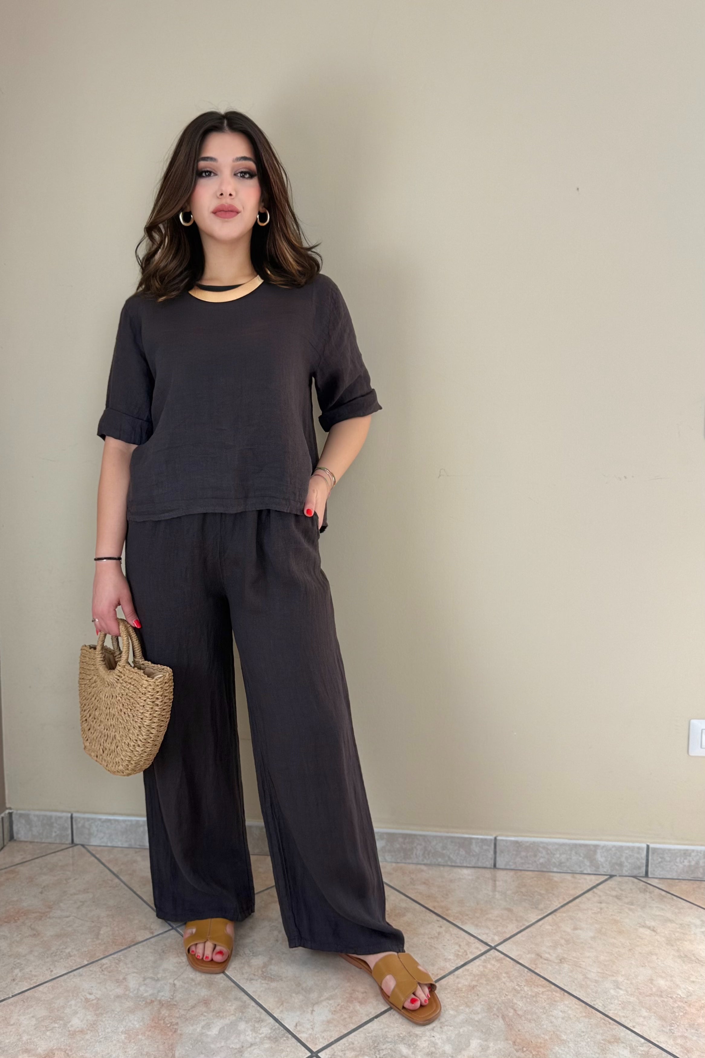 Pantalone 100% Lino, palazzo