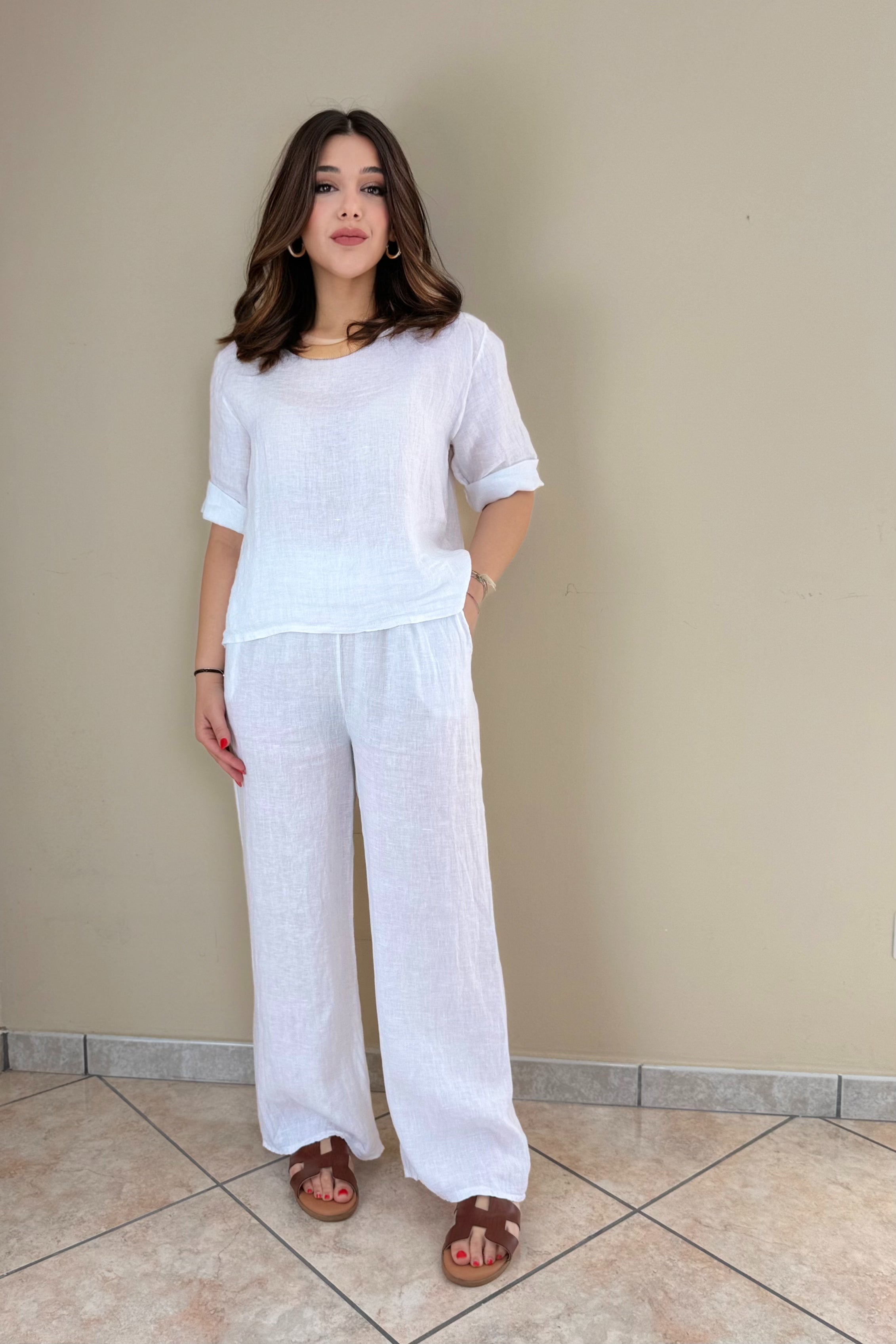 Pantalone 100% Lino, palazzo
