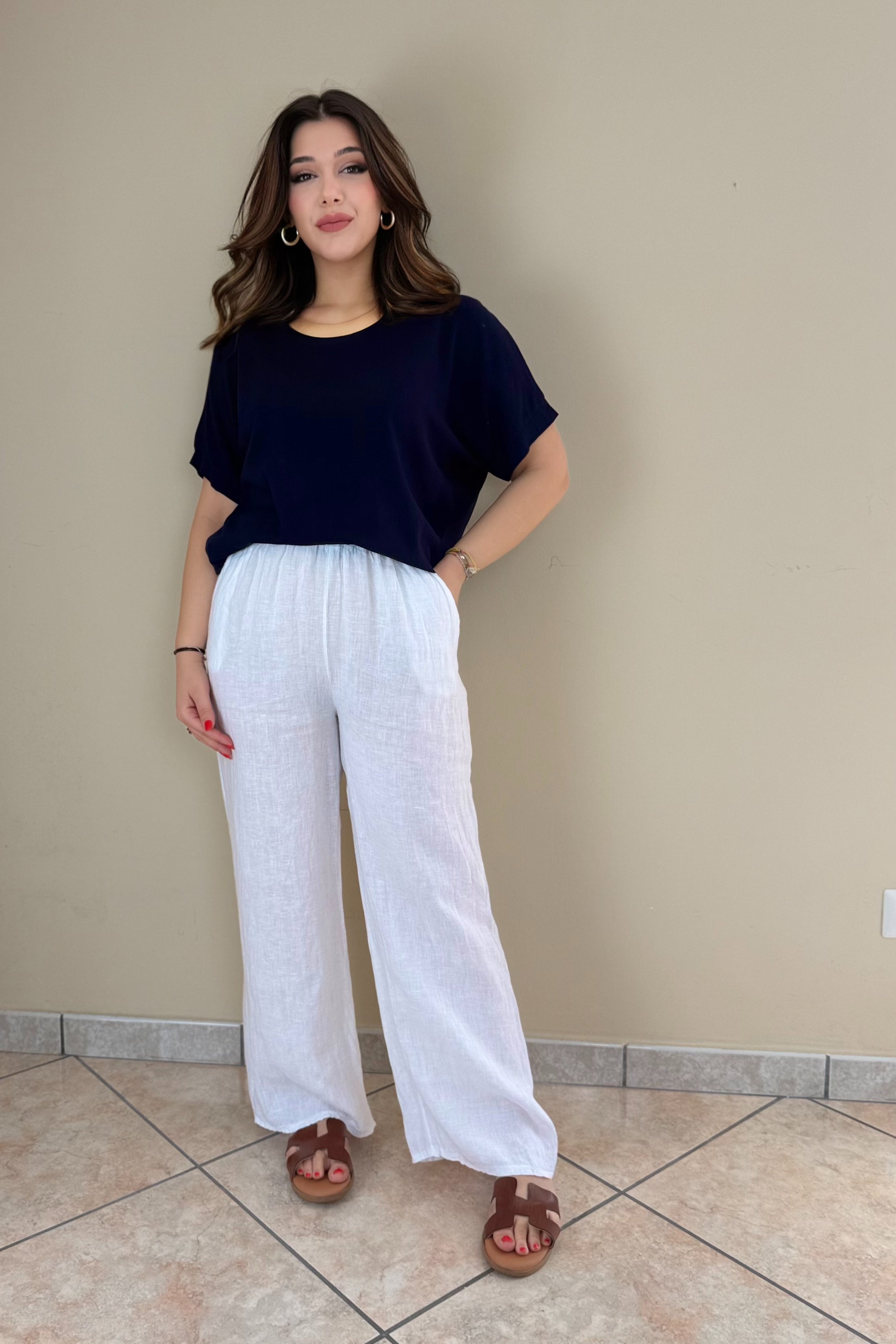 Pantalone 100% Lino, palazzo