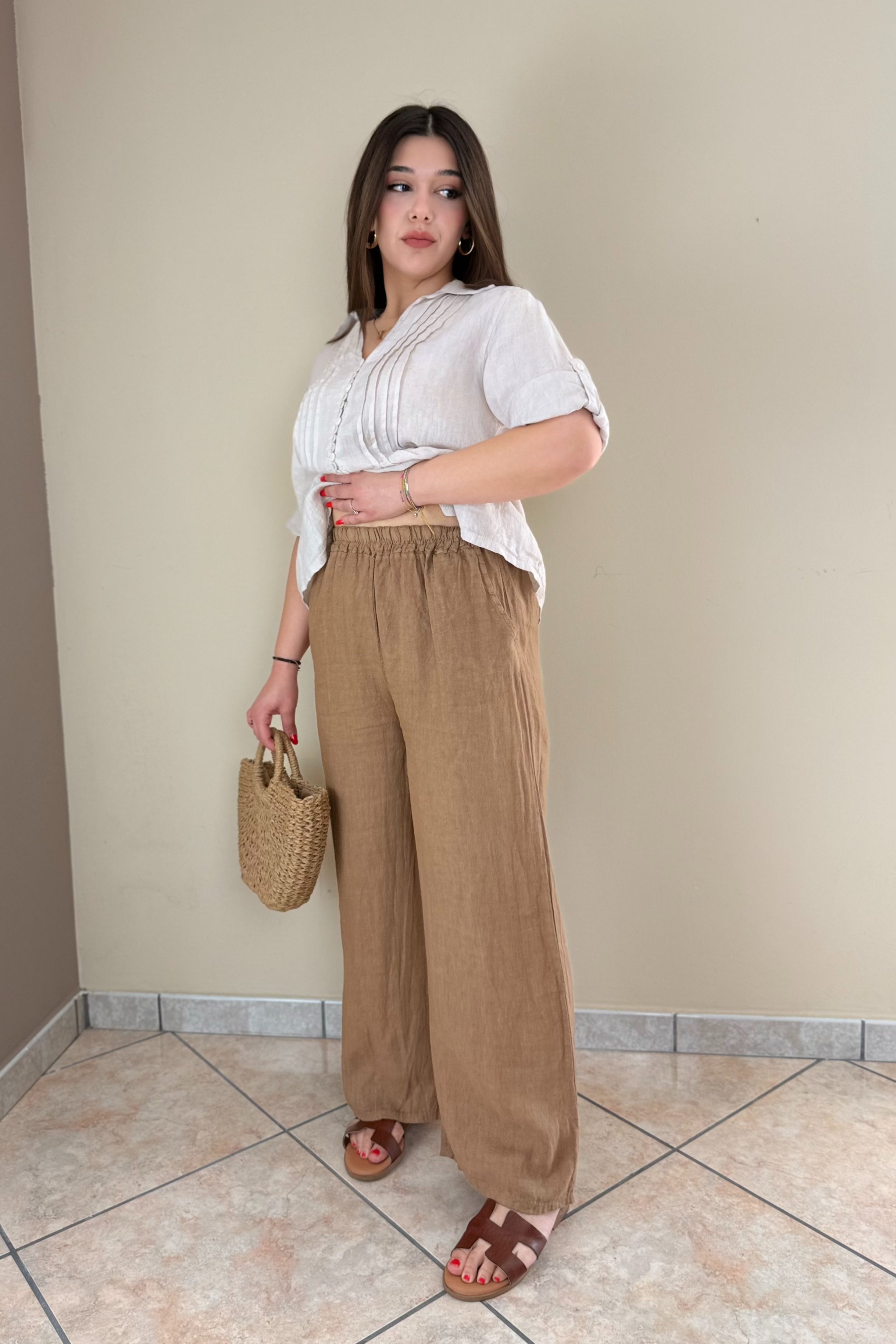 Pantalone 100% Lino, palazzo