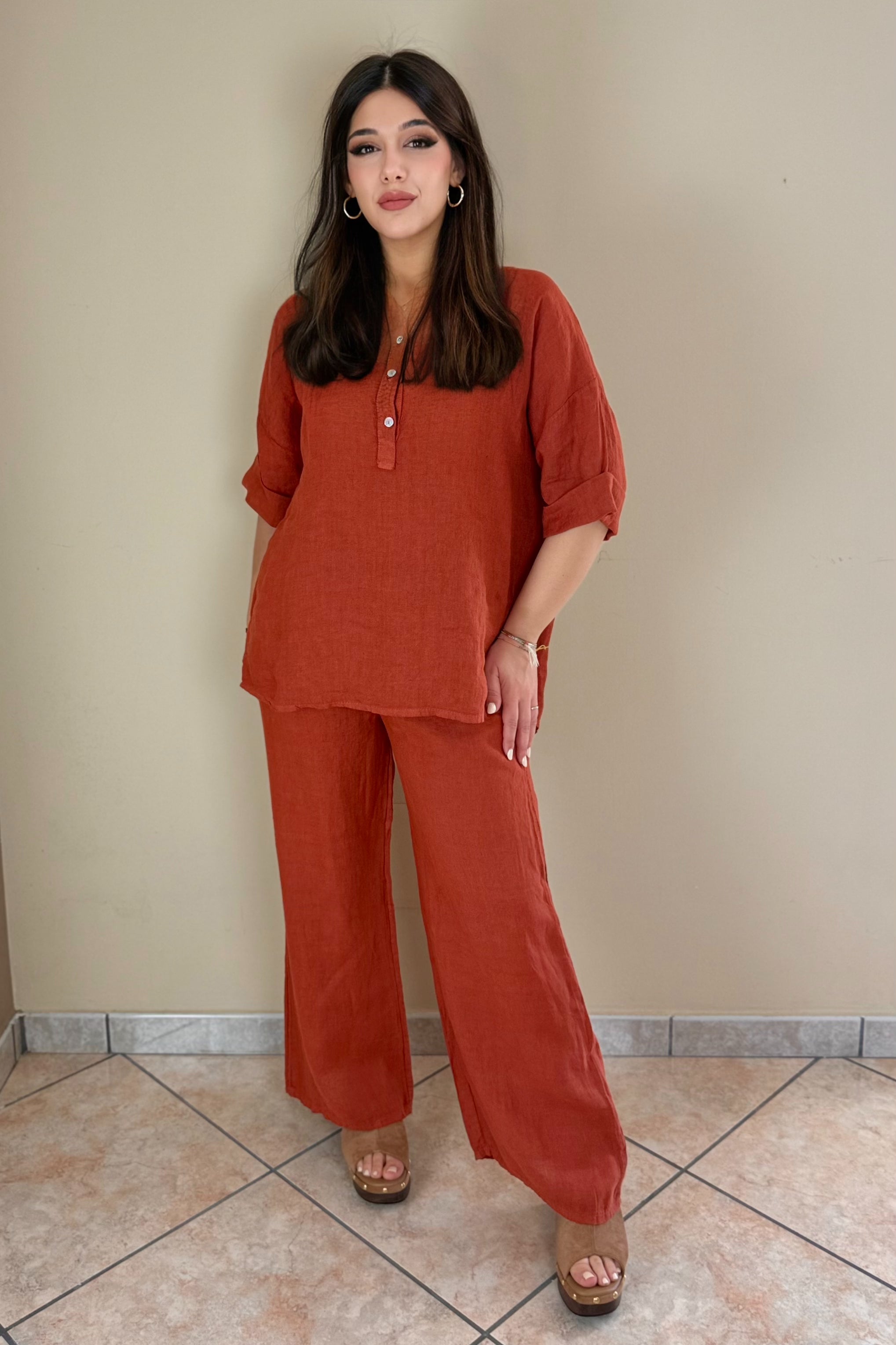 Pantalone 100% Lino, palazzo