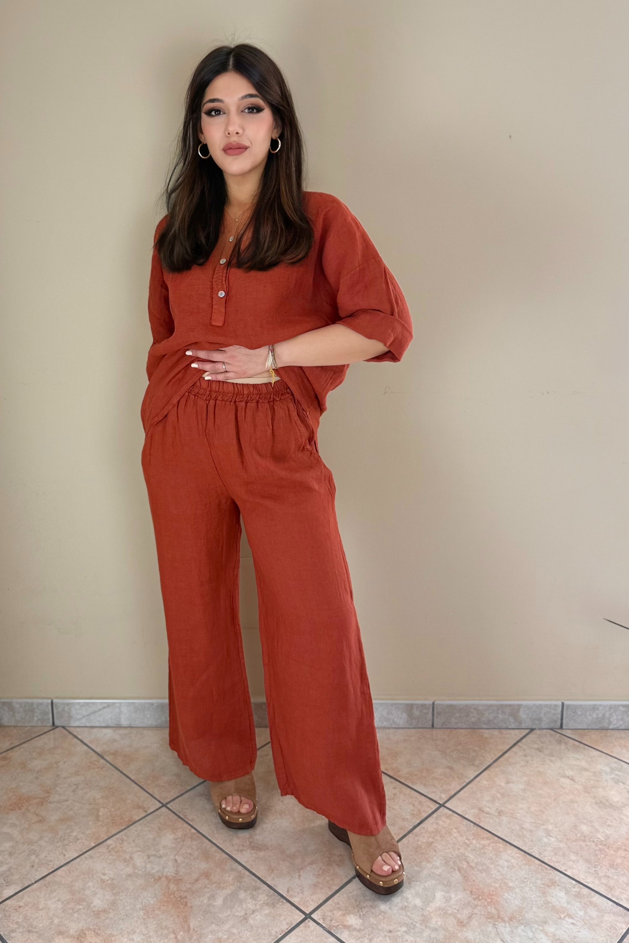 Pantalone 100% Lino, palazzo