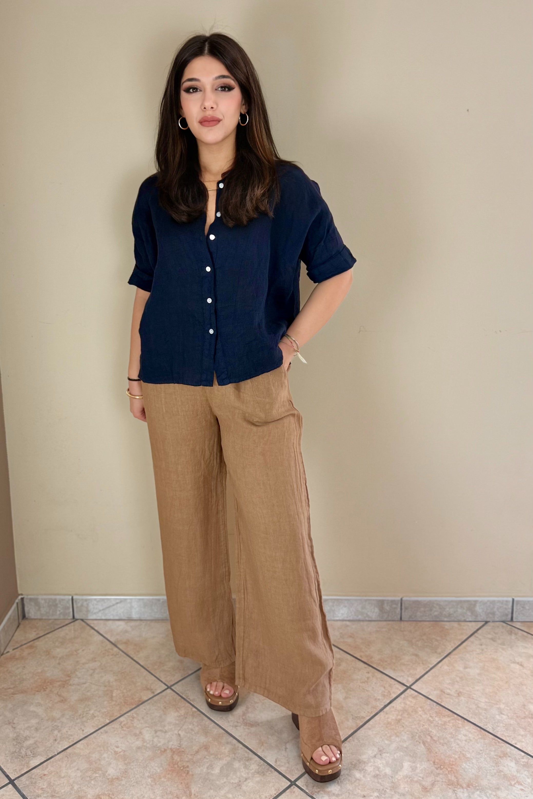 Pantalone 100% Lino, palazzo